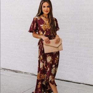 Vici Mercury floral satin high low dress